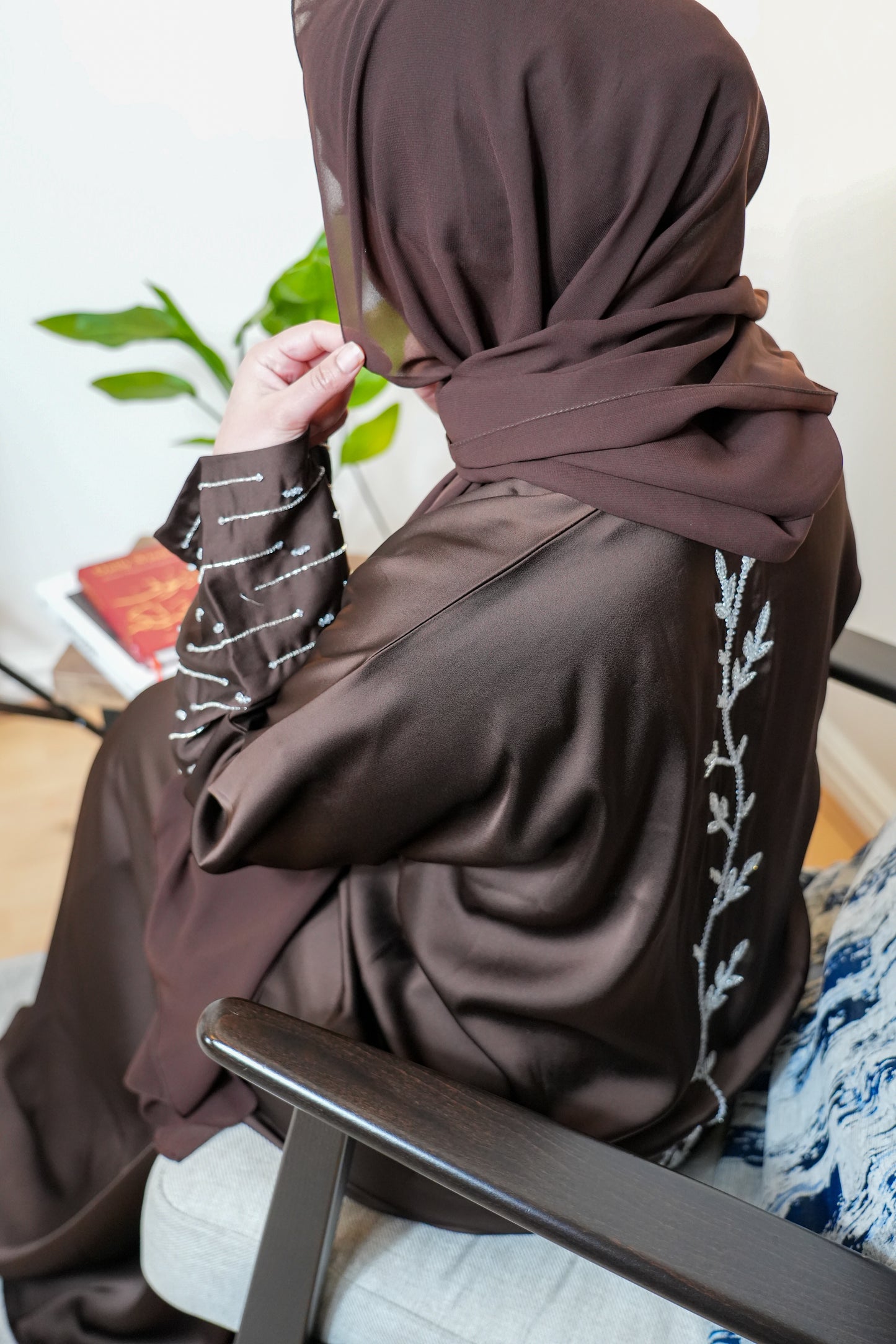 LEENA- Front Open Buttoned Satin Silk Abaya