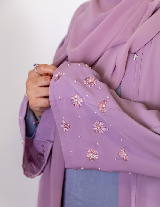 RIWAA - Front Open Buttoned Embroidered Nada Abaya