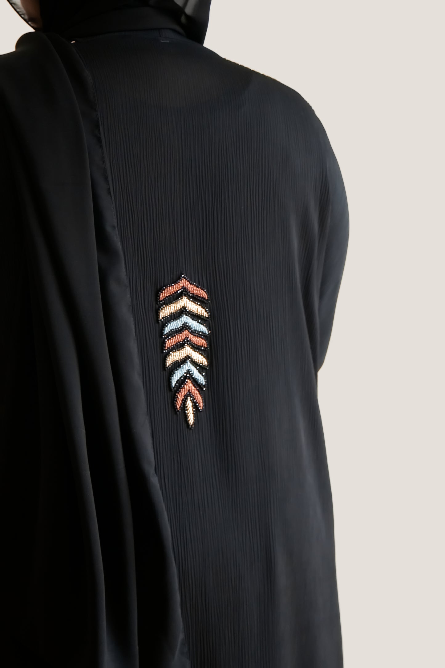 ZEINA - Front Open Buttoned Textured Crinkle Abaya