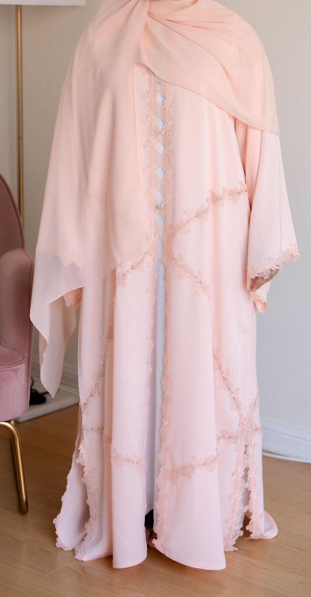 CORAL- Front Open Buttoned Nada Abaya