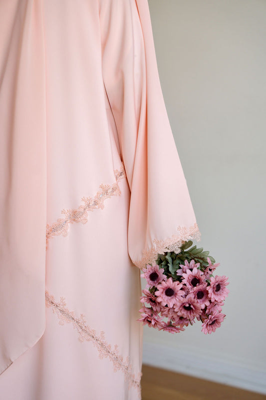 CORAL- Front Open Buttoned Nada Abaya