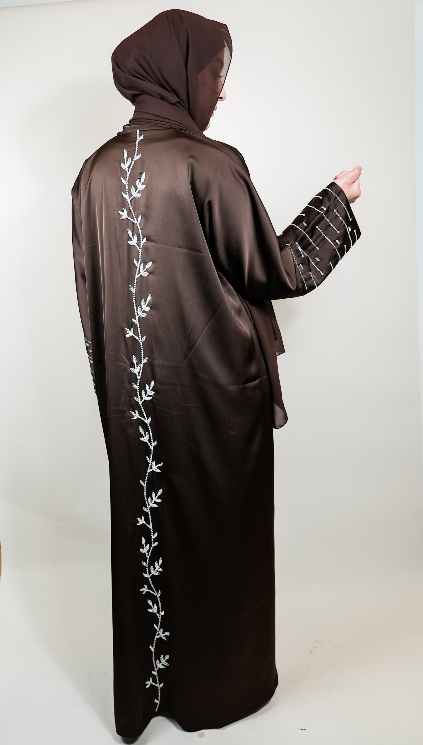 LEENA- Front Open Buttoned Satin Silk Abaya