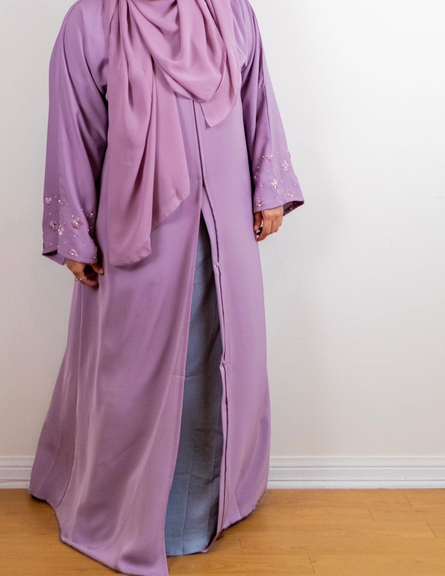 RIWAA - Front Open Buttoned Embroidered Nada Abaya