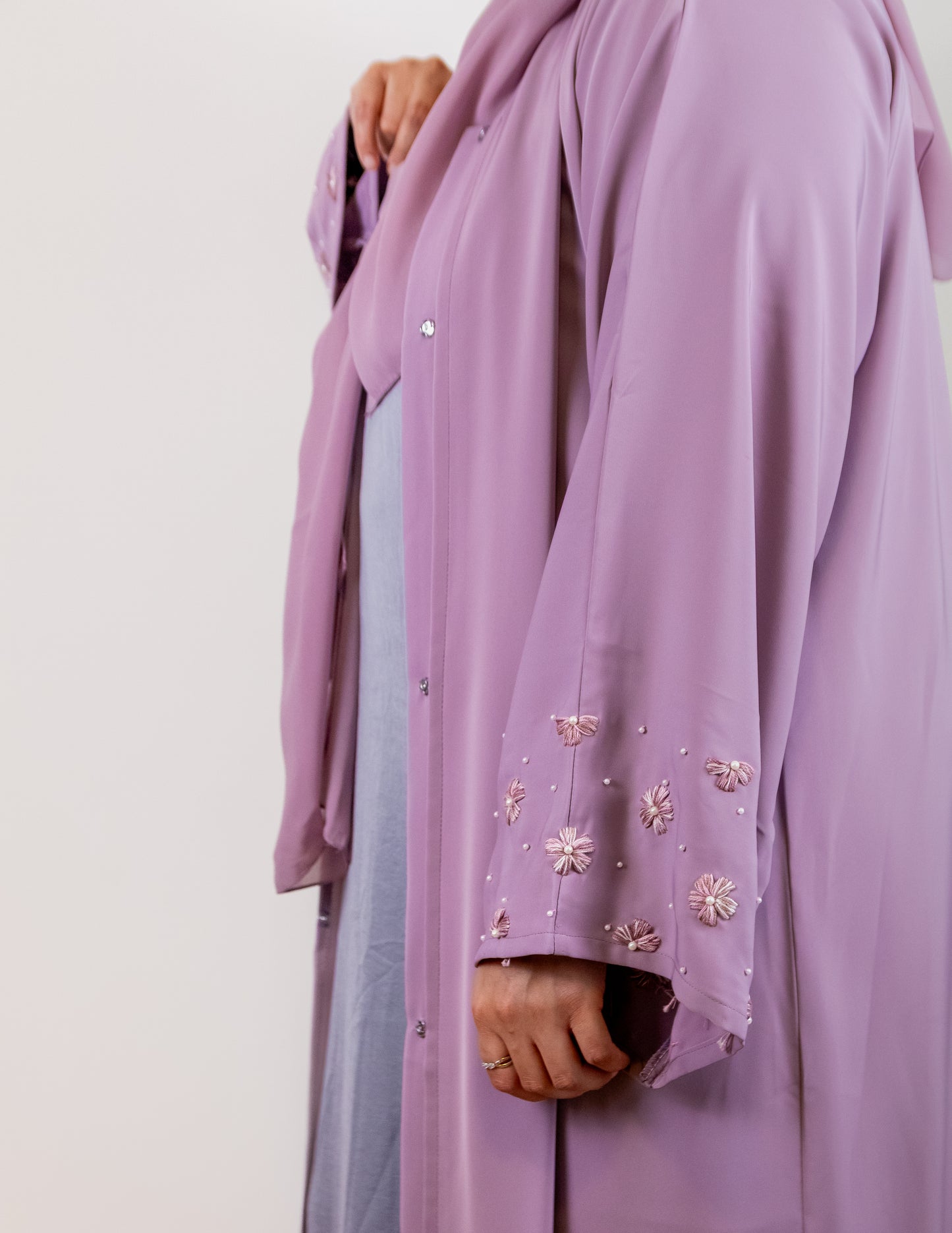 RIWAA - Front Open Buttoned Embroidered Nada Abaya